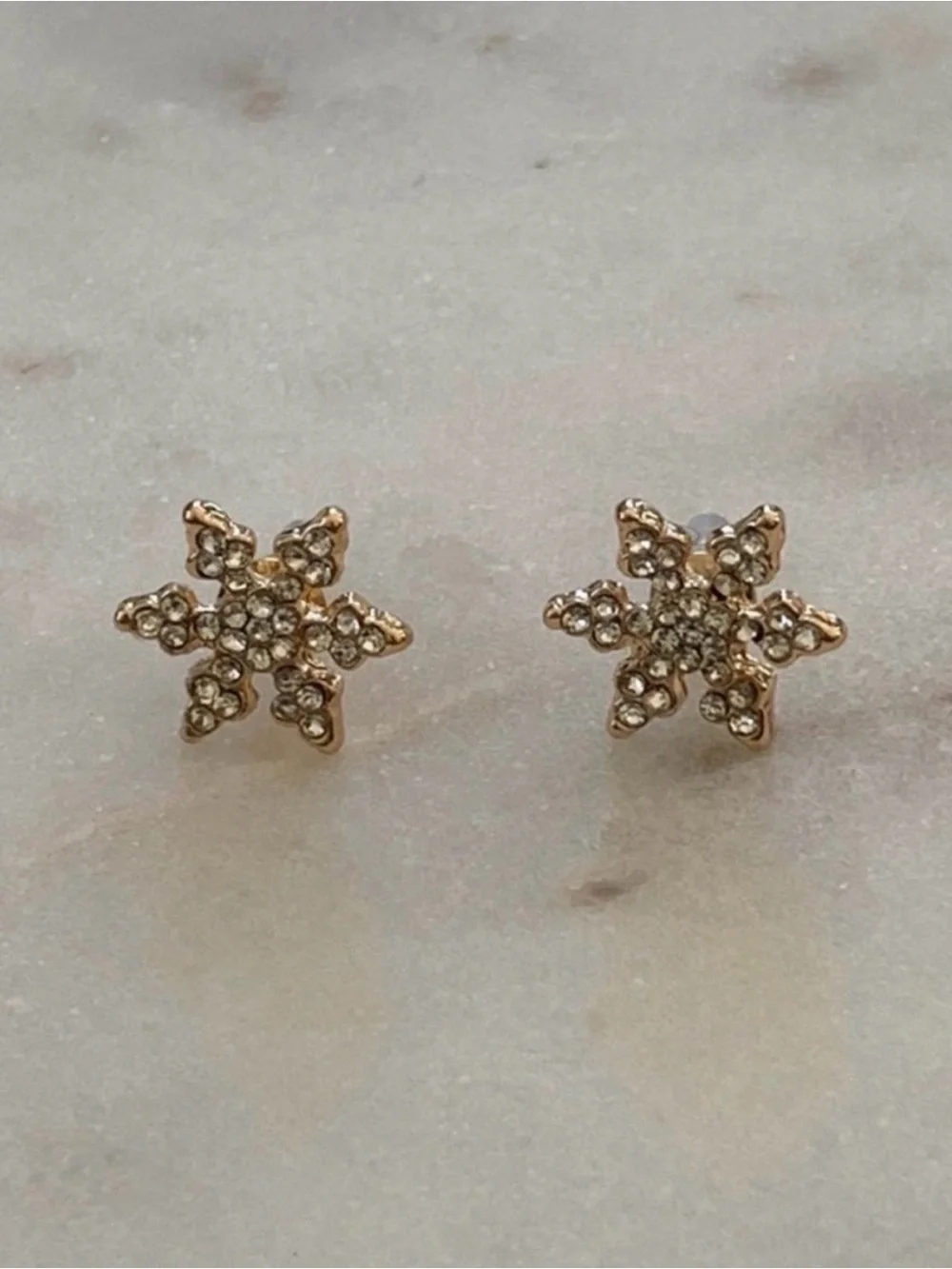 Crystal Snowflake Gold Stud Earrings - Women’s/Kid’s Jewelry